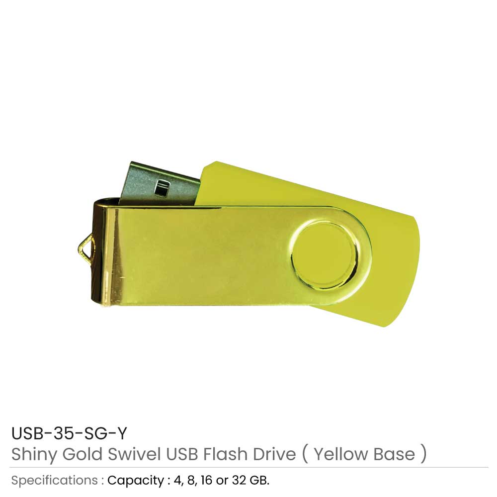 Shiny Gold Swivel USB Flash Drives