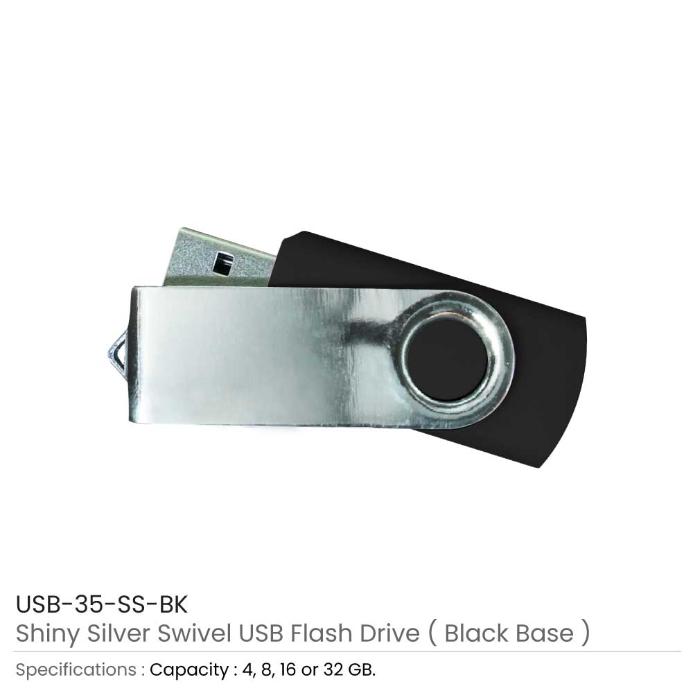 Shiny Silver Swivel USB Flash Drives