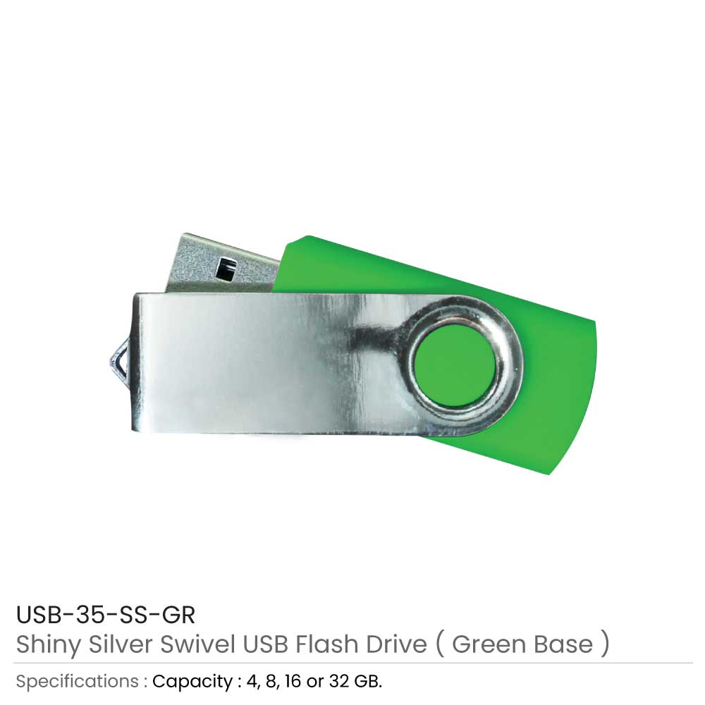 Shiny Silver Swivel USB Flash Drives