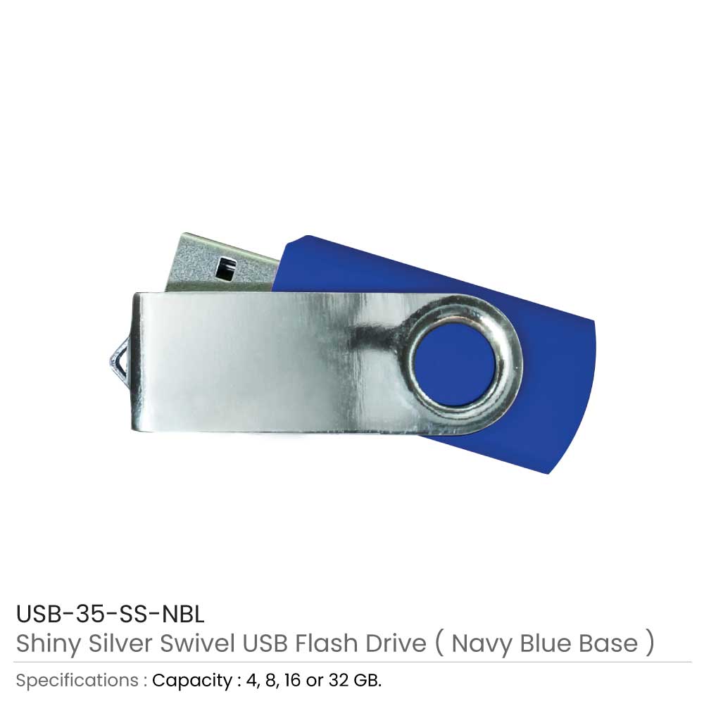 Shiny Silver Swivel USB Flash Drives