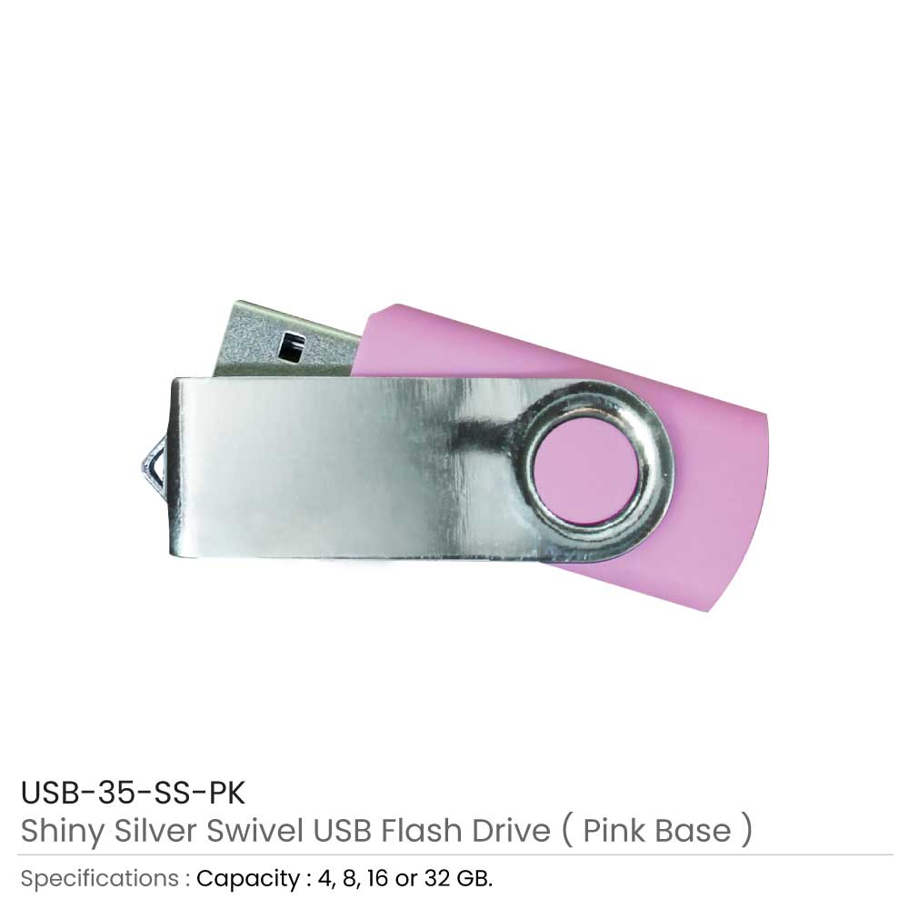 Shiny Silver Swivel USB Flash Drives