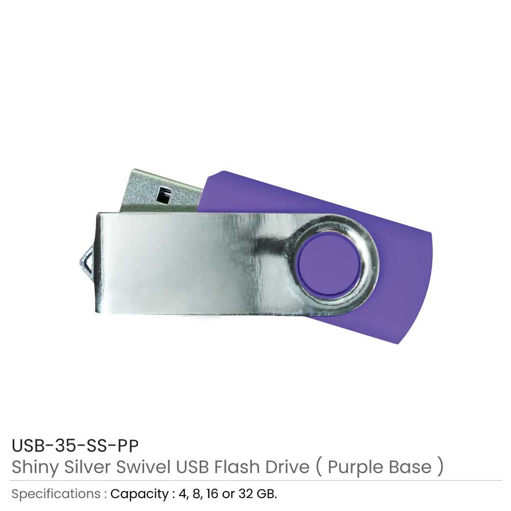 Shiny Silver Swivel USB Flash Drives