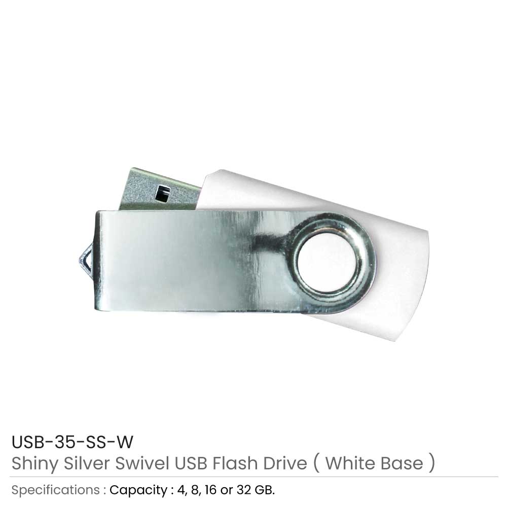 Shiny Silver Swivel USB Flash Drives