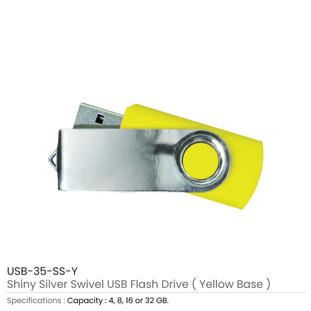 Shiny Silver Swivel USB Flash Drives