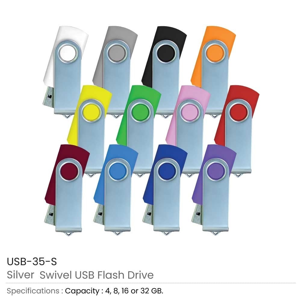 Silver Swivel USB Flash Drives