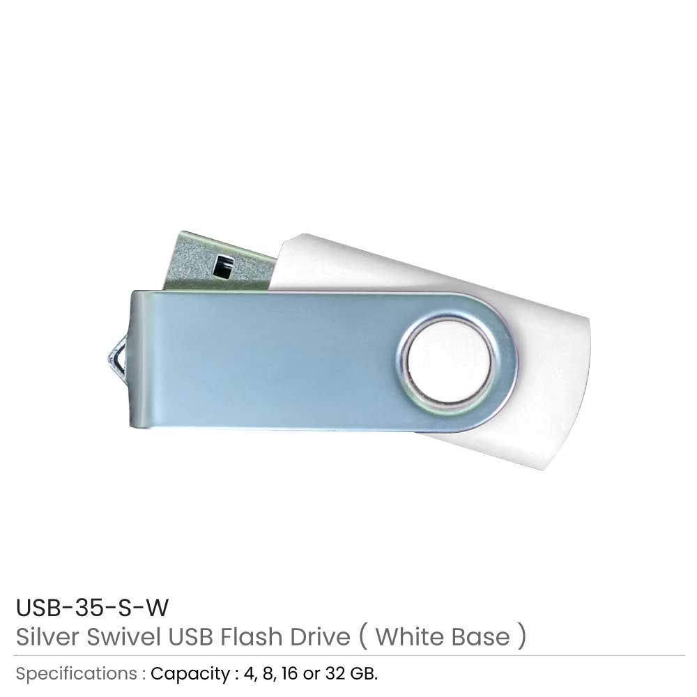 Silver Swivel USB Flash Drives