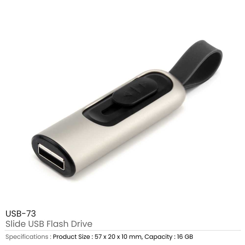 Slide Button USB 16GB with Strap