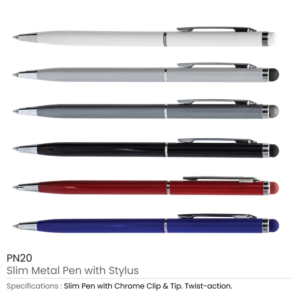 Slim Metal Pens with Stylus