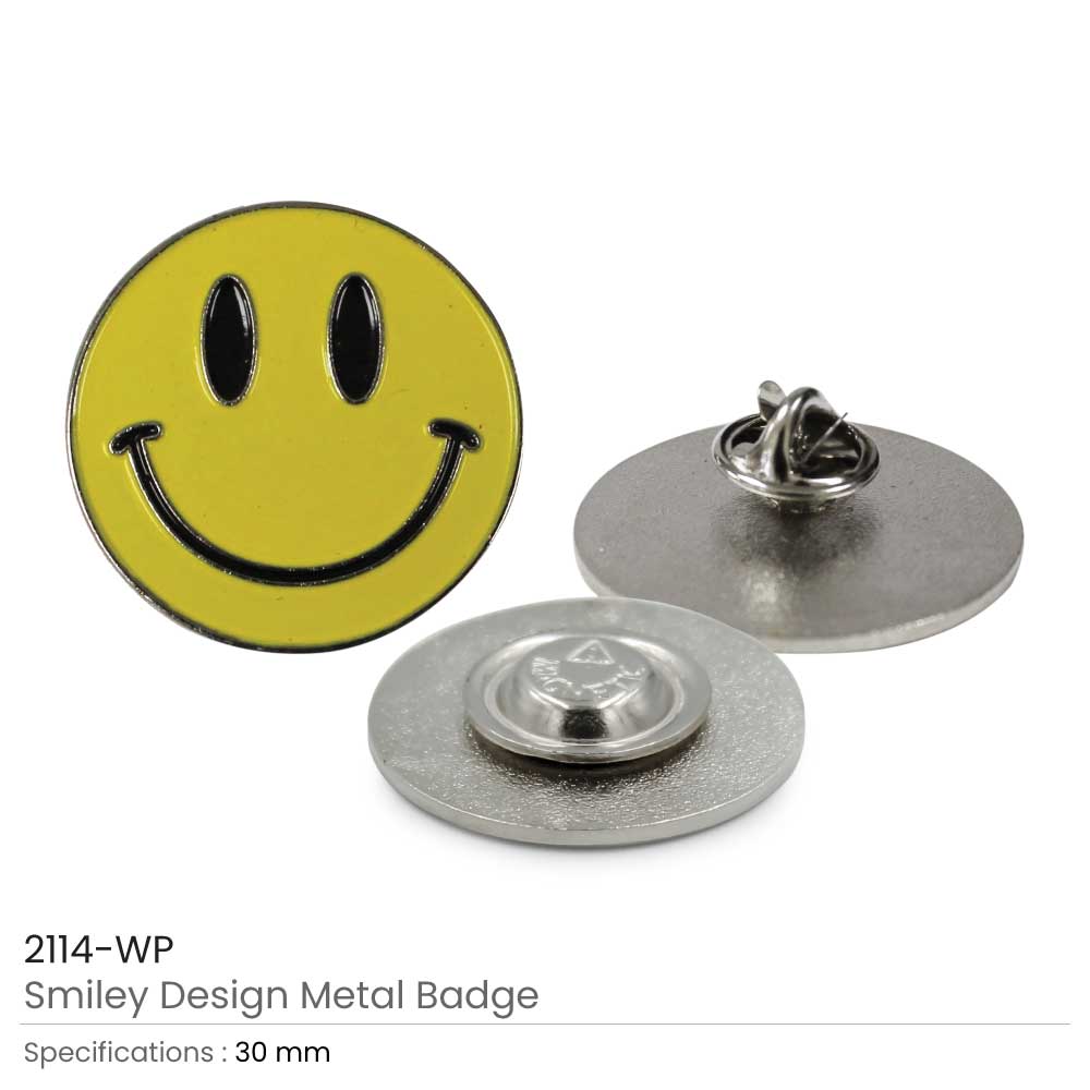 Smiley Metal Badges