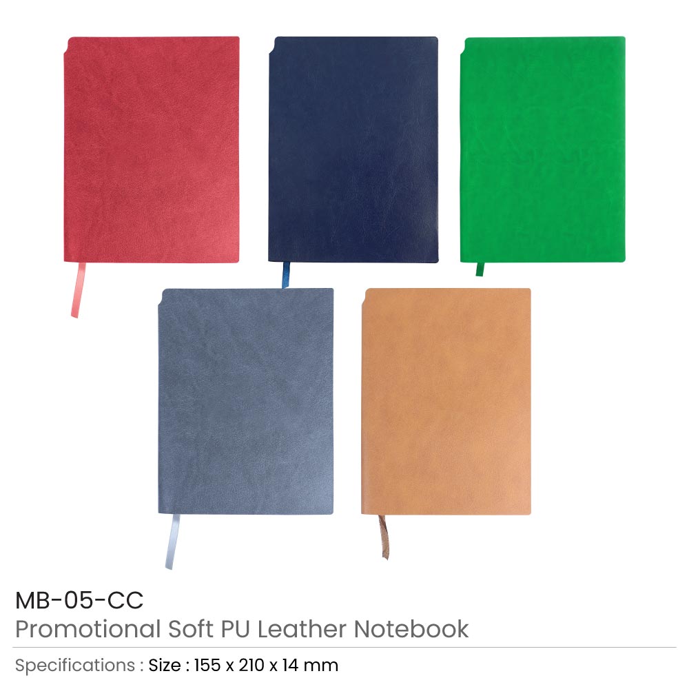 Soft PU Leather A5 Notebooks with Ribbon Bookmark