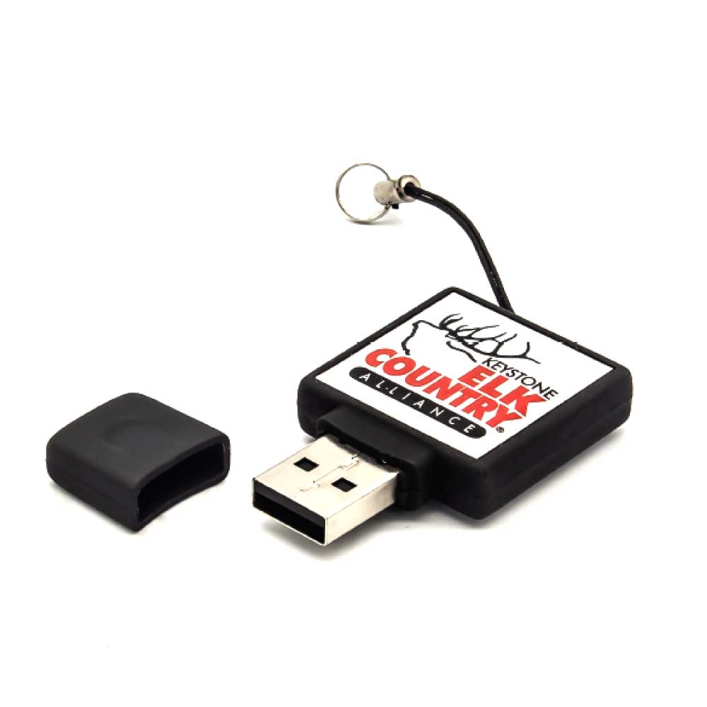 Square Black Rubberized USB Flash Drives