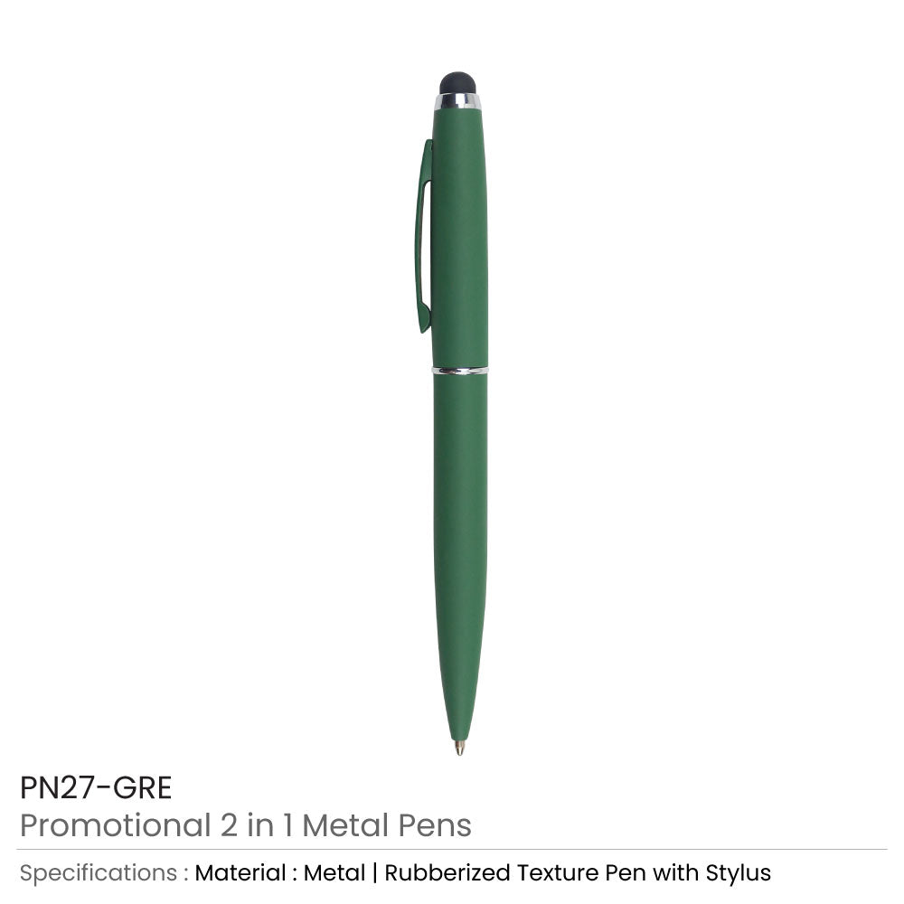 Stylus Metal Pens Rubberized &amp; Twist-action