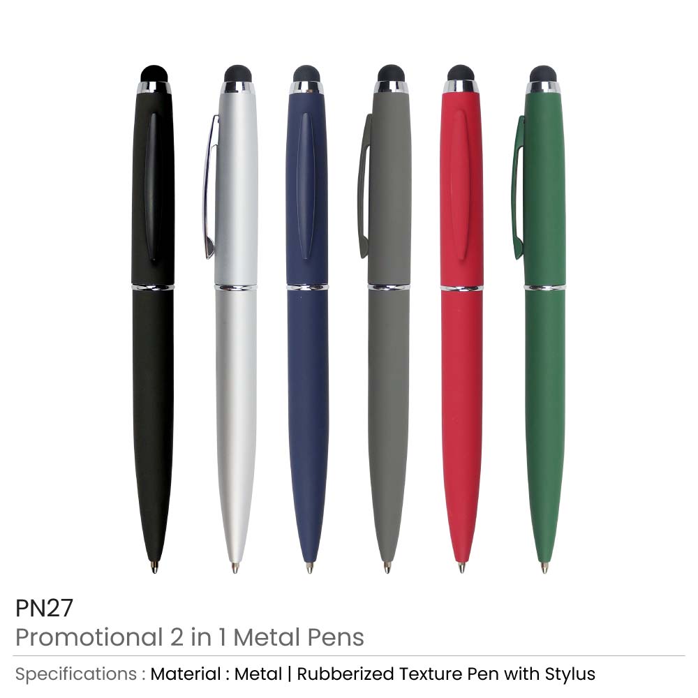 Stylus Metal Pens Rubberized &amp; Twist-action