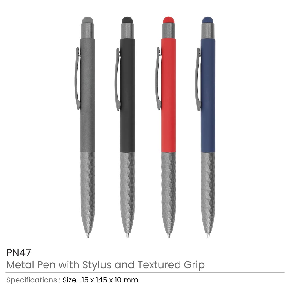 Stylus Metal Pens with Textured Grip