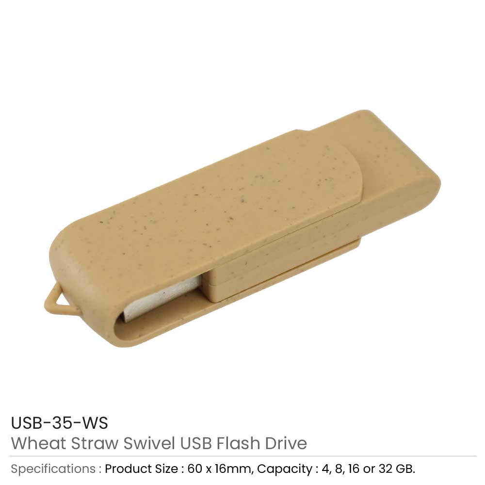 Wheat Straw Swivel USB Flash Drives