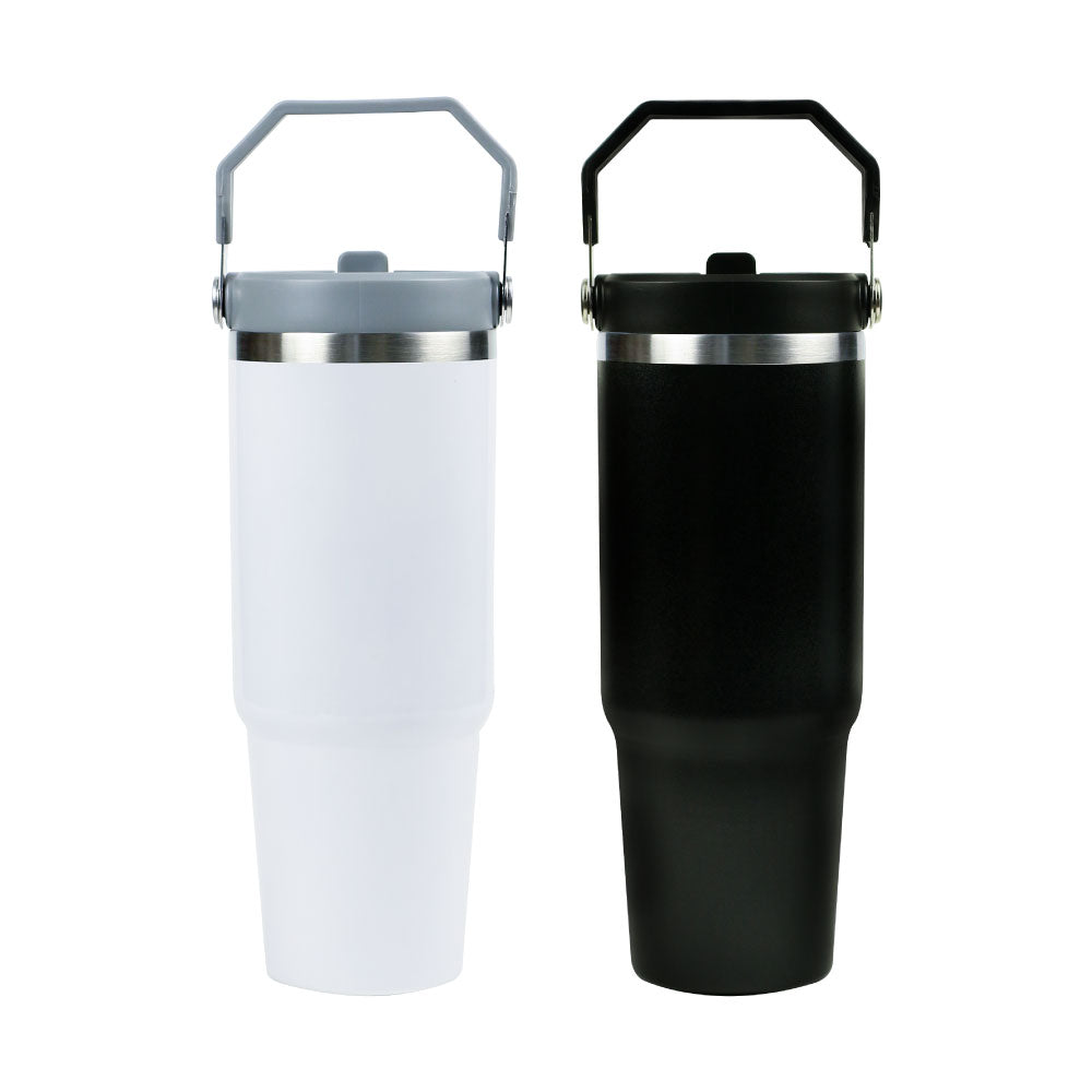 Tumbler with Handle and Straw SS Double Wall 900ml