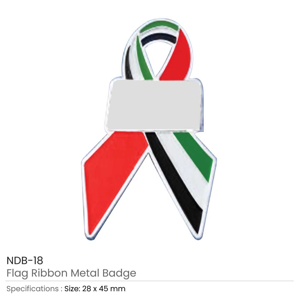 UAE Flag Ribbon Metal Badges