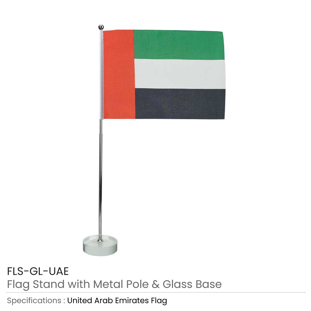 Flag with Metal Pole and Glass Base