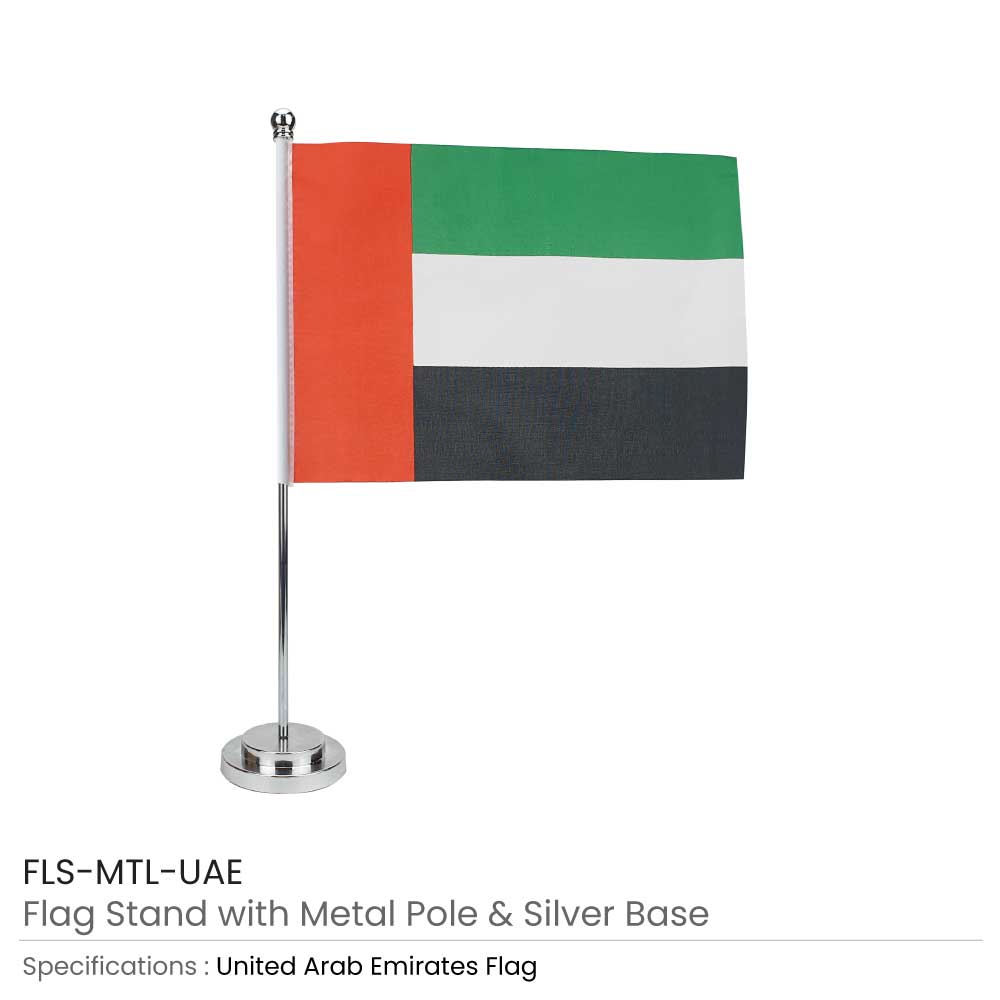 Flag with Metal Pole and Silver Base