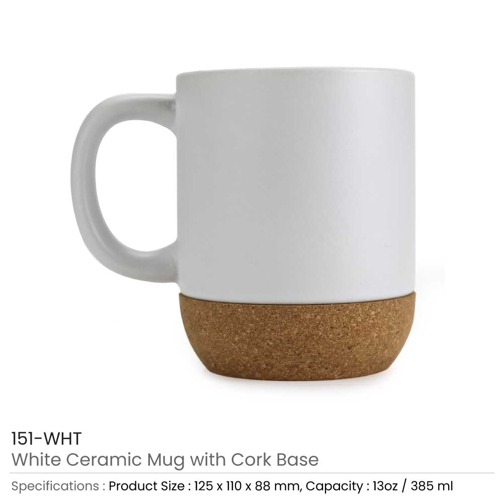 Ceramic Mugs with Lid and Cork Base