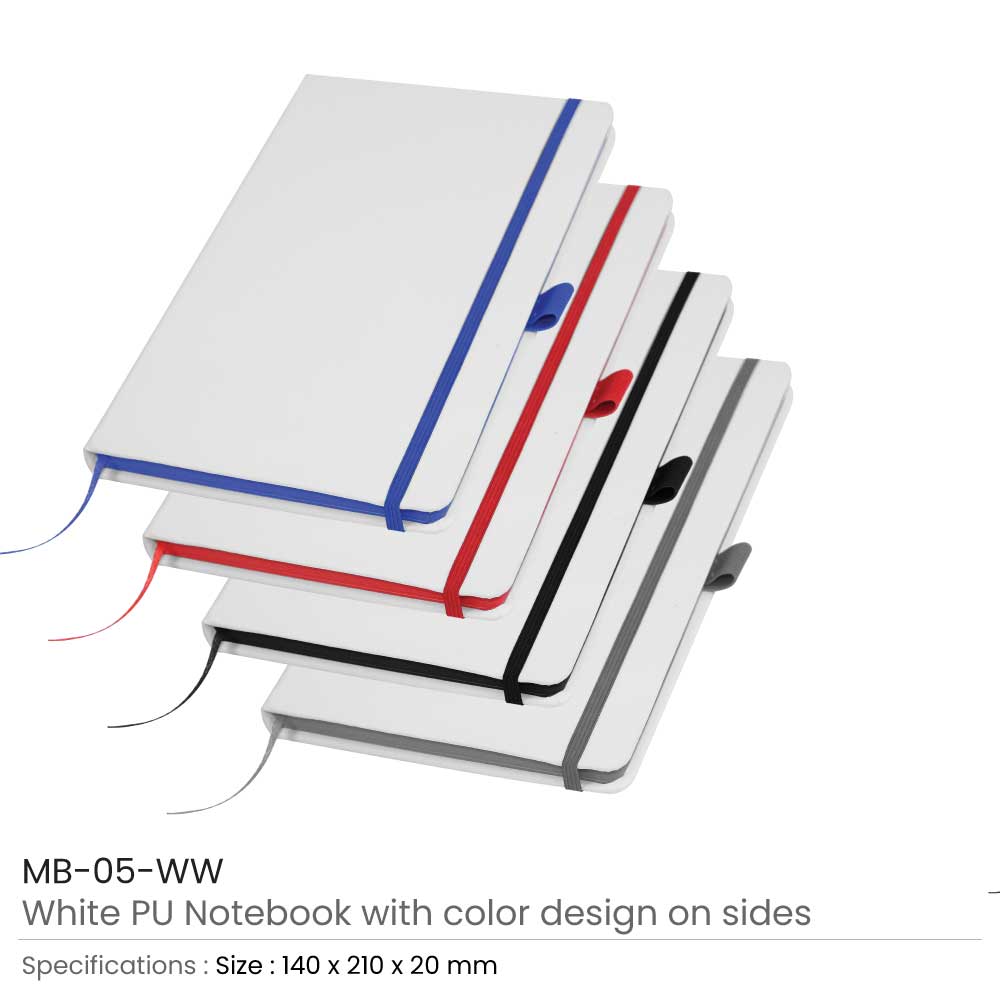 White PU Leather Cover Notebooks