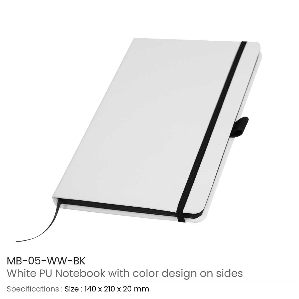 White PU Leather Cover Notebooks