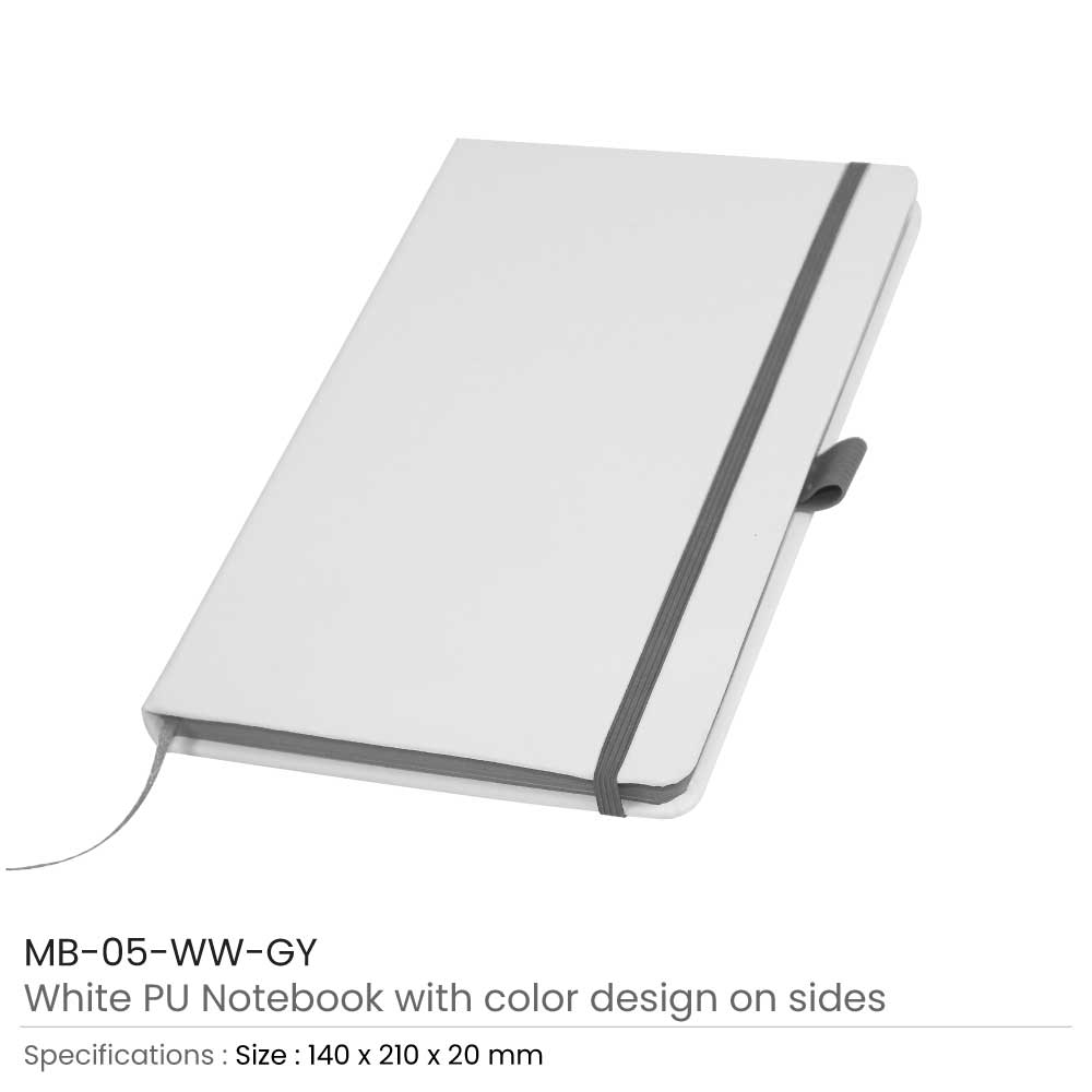 White PU Leather Cover Notebooks