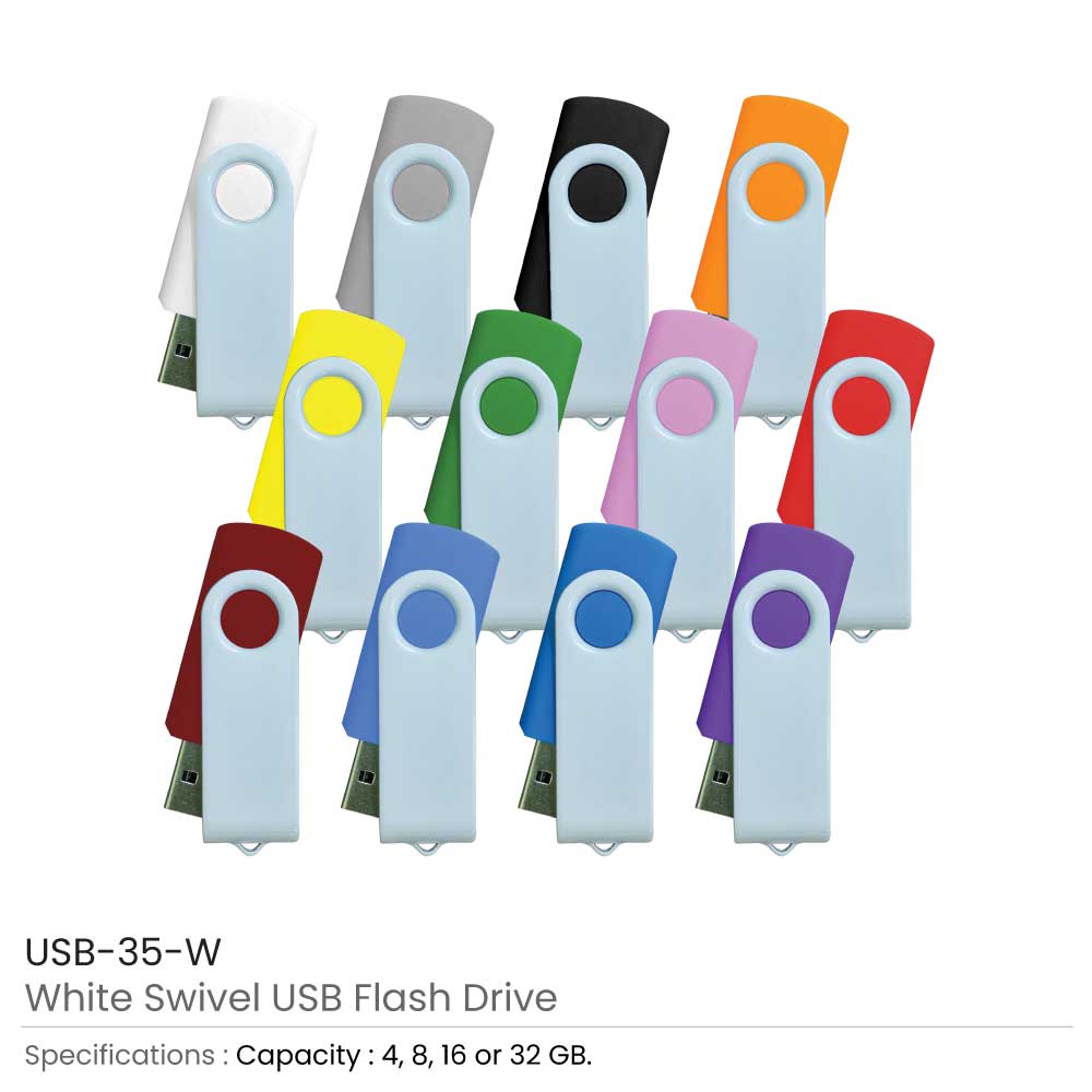 White Swivel USB Flash Drives