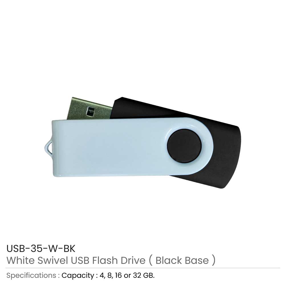 White Swivel USB Flash Drives