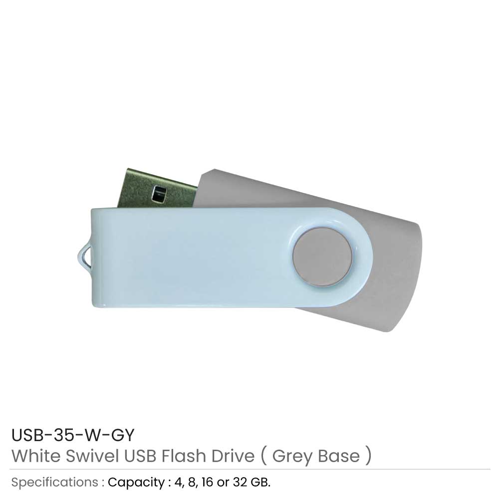 White Swivel USB Flash Drives