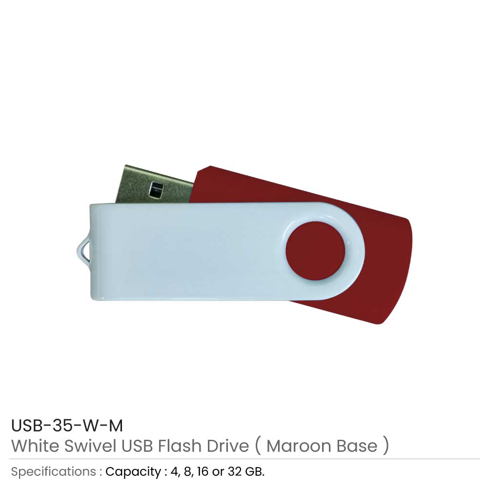 White Swivel USB Flash Drives