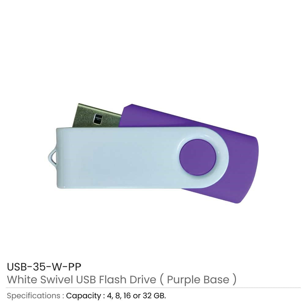 White Swivel USB Flash Drives