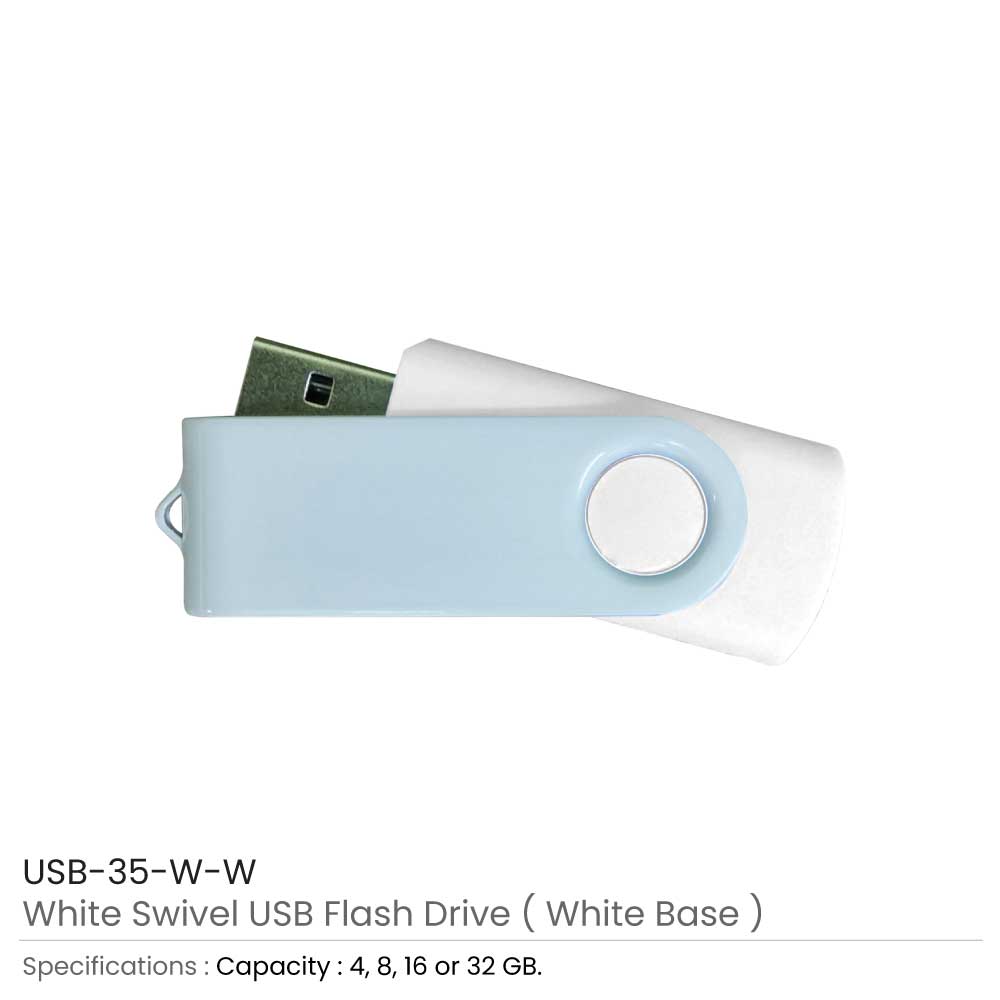 White Swivel USB Flash Drives