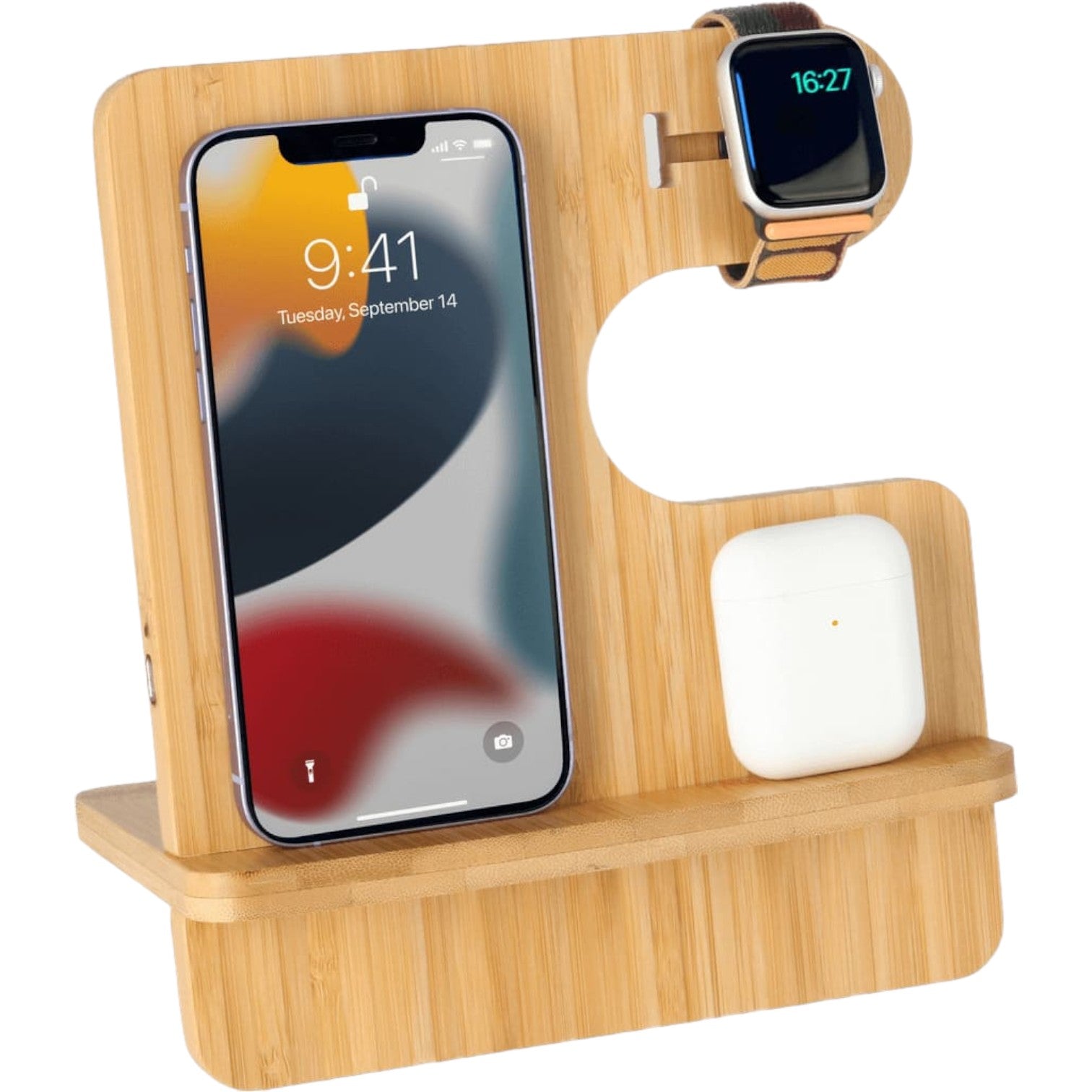 Bamboo 10W Simultaneous Charging Station 3 in 1
