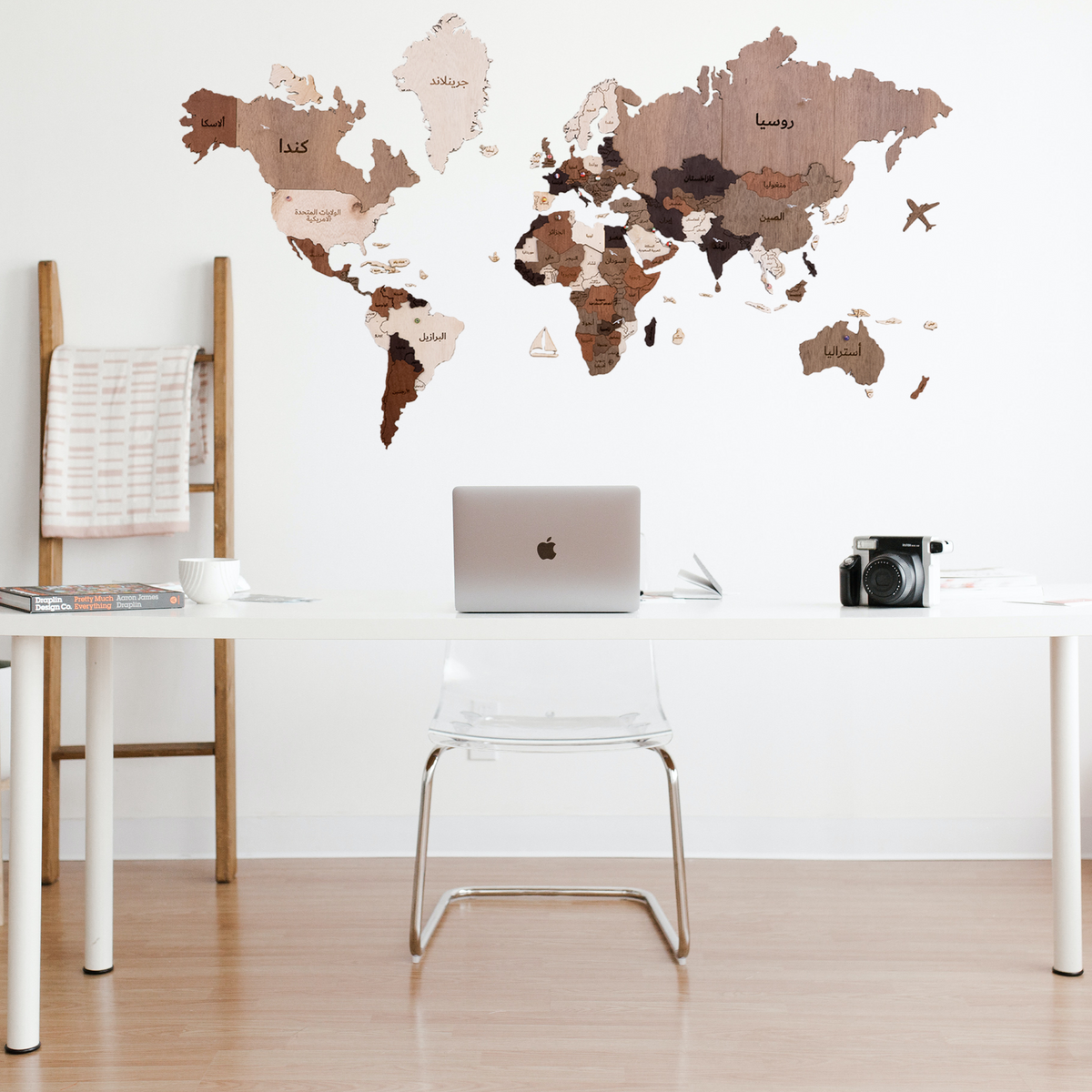 3d Multi Layer Wooden Arabic World Map
