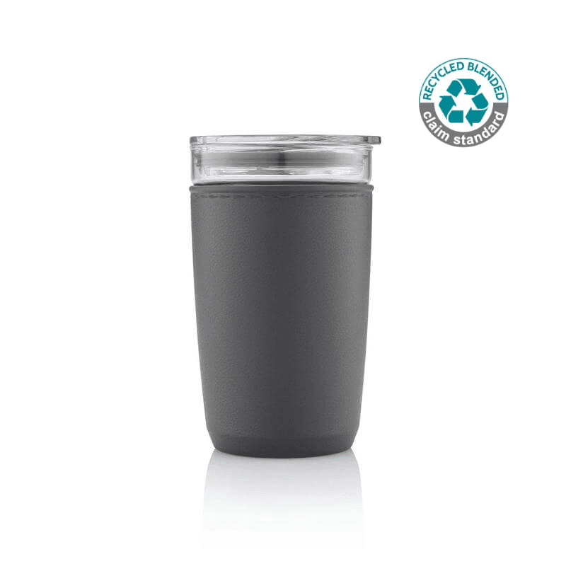 Glass Tumbler with Recycled Protective Sleeve - Black