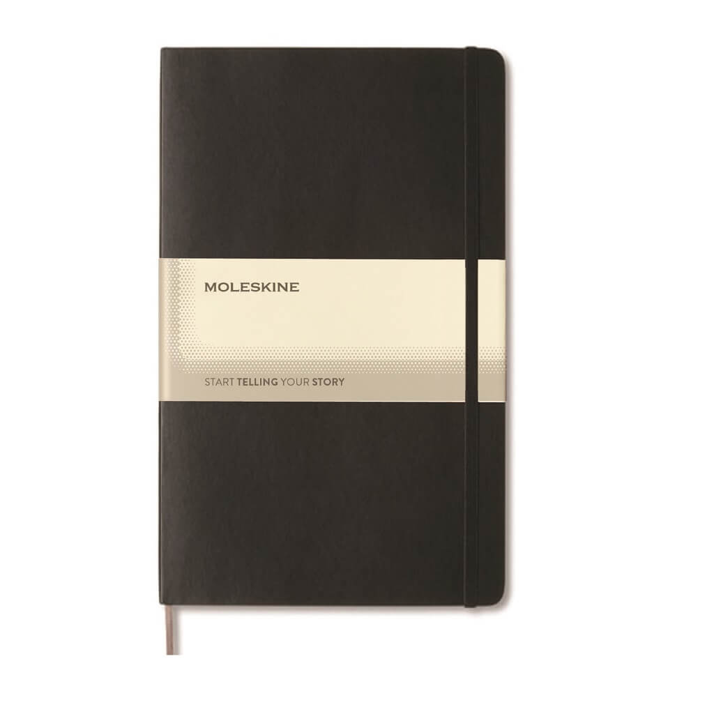 Hard Cover, Medium Size Ruled Notebook - Black