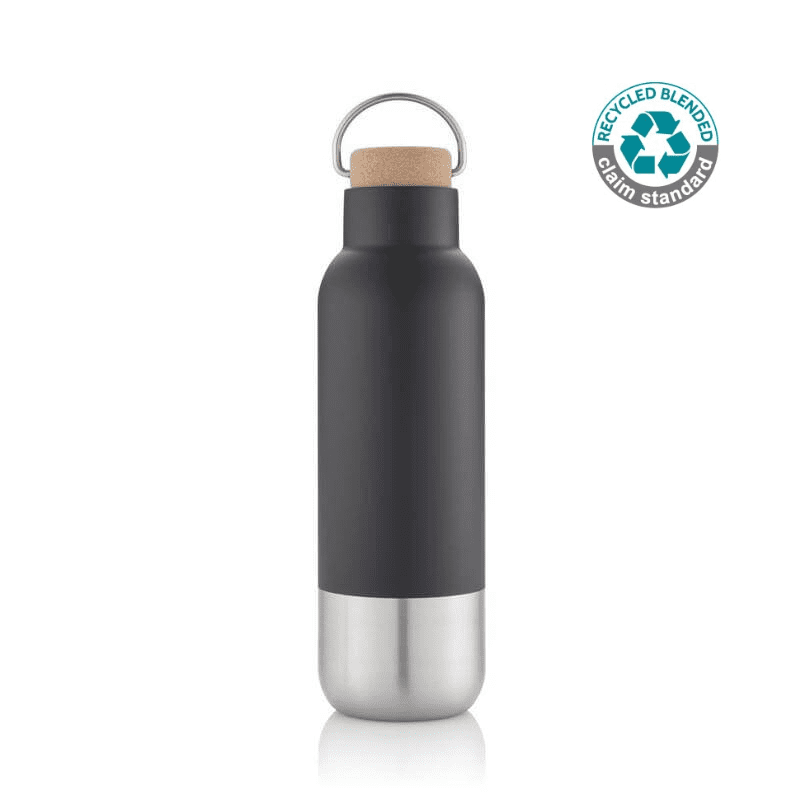 Recycled Stainless Steel Insulated Water Bottle - Black