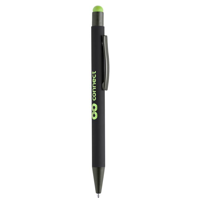 Metal Soft-touch Ball Pen with Stylus - Green