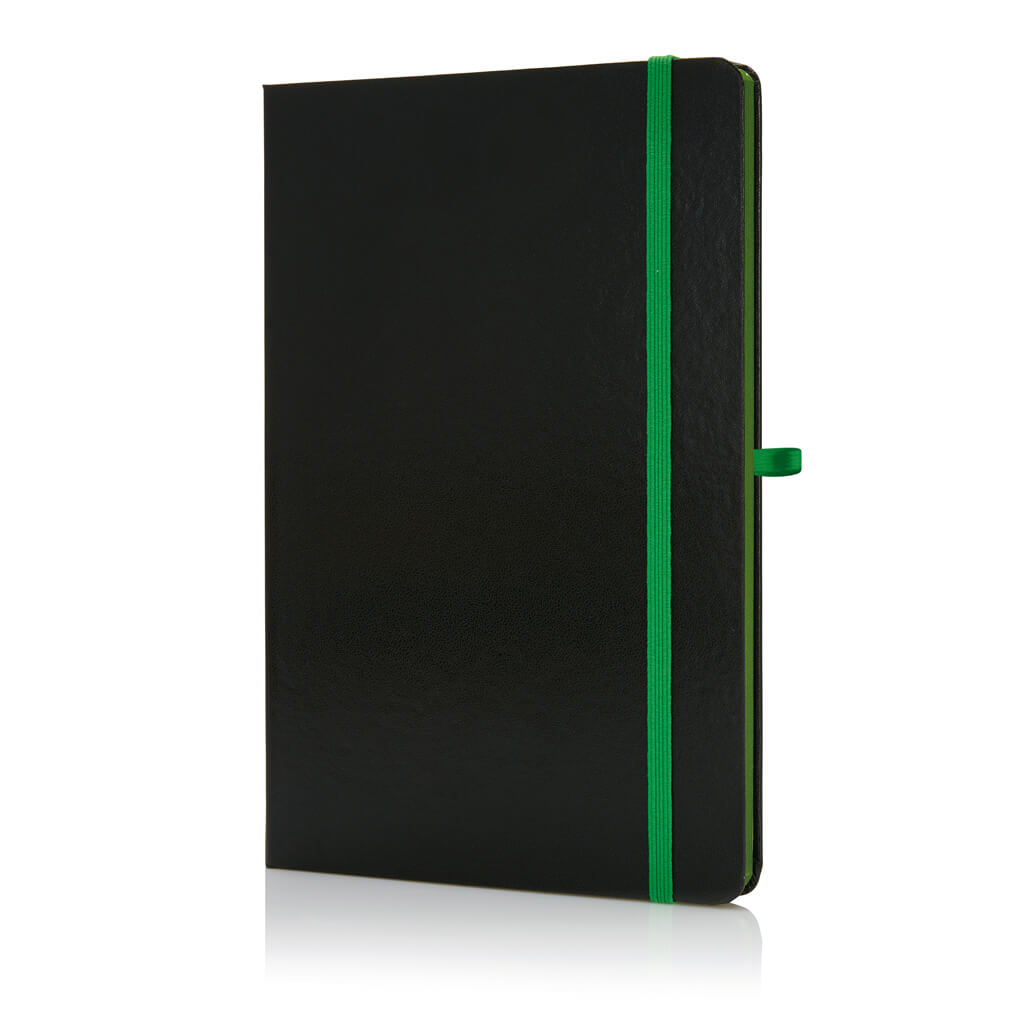 A5 Hardcover Ruled Notebook Black - Green