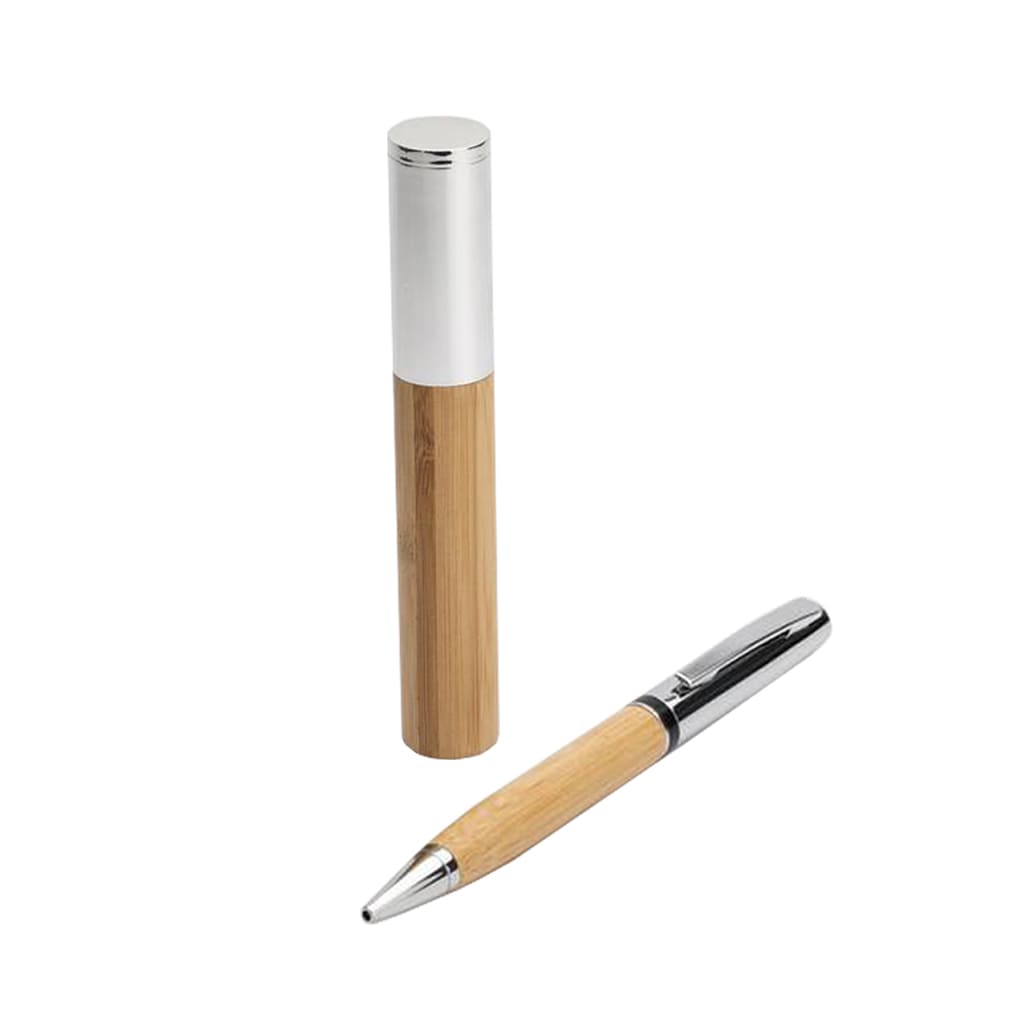 Metal Pen with Bamboo Barrel - Natural