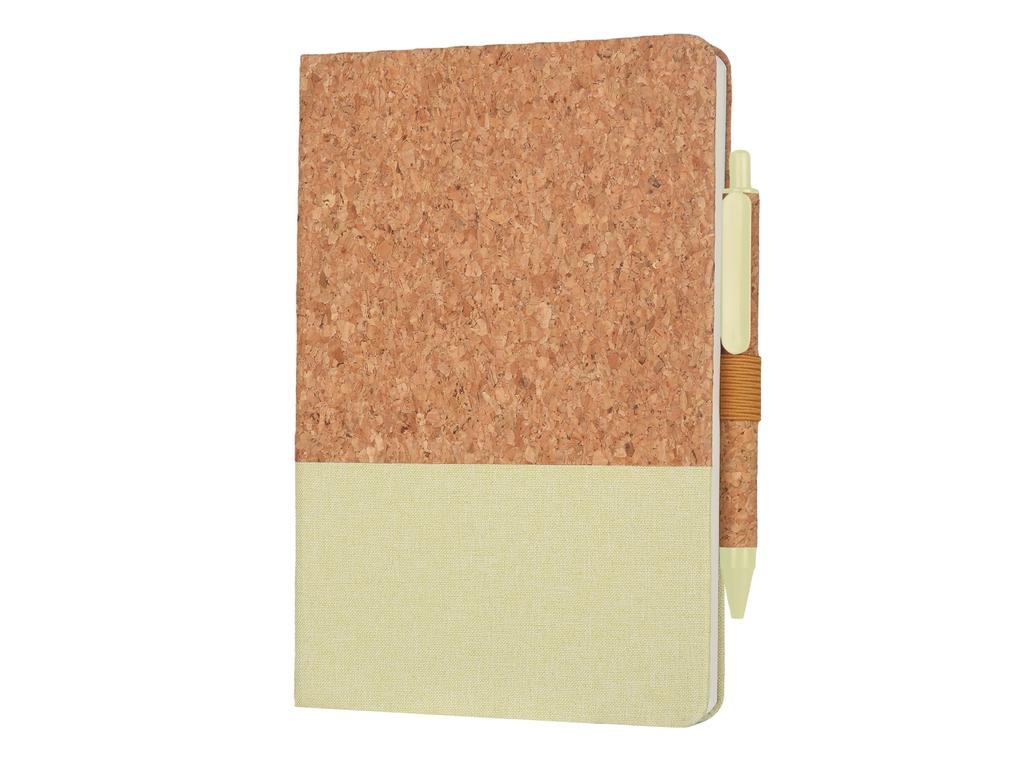 A5 Cork Fabric Hard Cover Notebook and Pen Set - Green