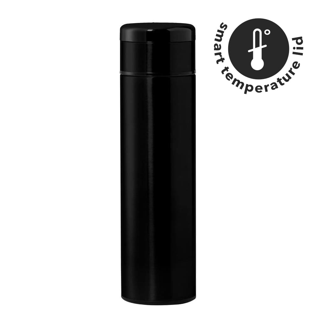 Double Walled Insulated Flask with Temperature Lid - Black