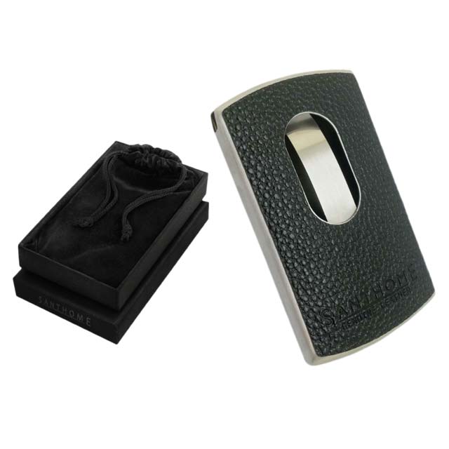 Genuine Leather & Metal Cardholder