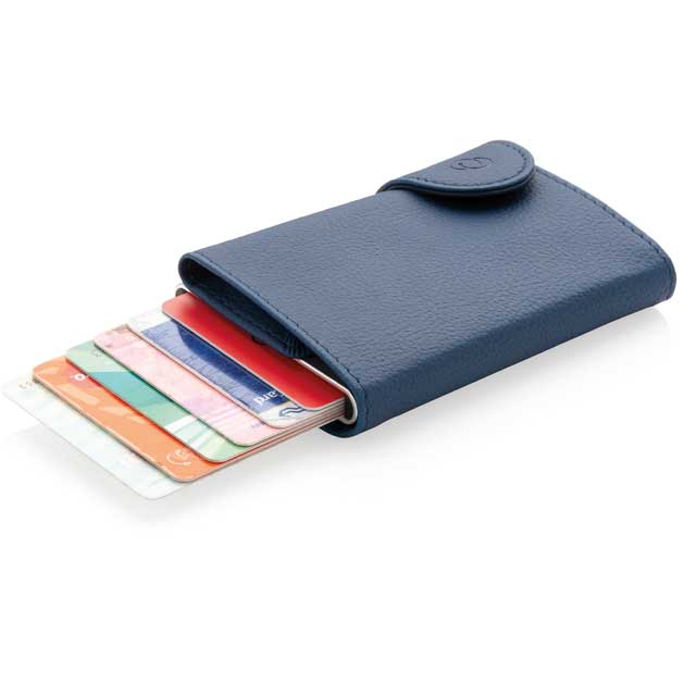 C-secure PU RFID Card Holder & Wallet Navy Blue