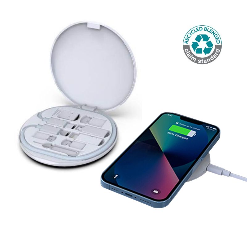 15W Wireless Charger Multi - Cable Set - White