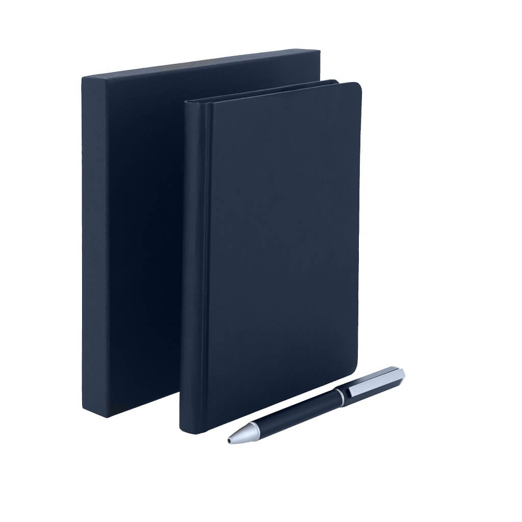 Set Of PU Thermo Notebook And Pen - Blue