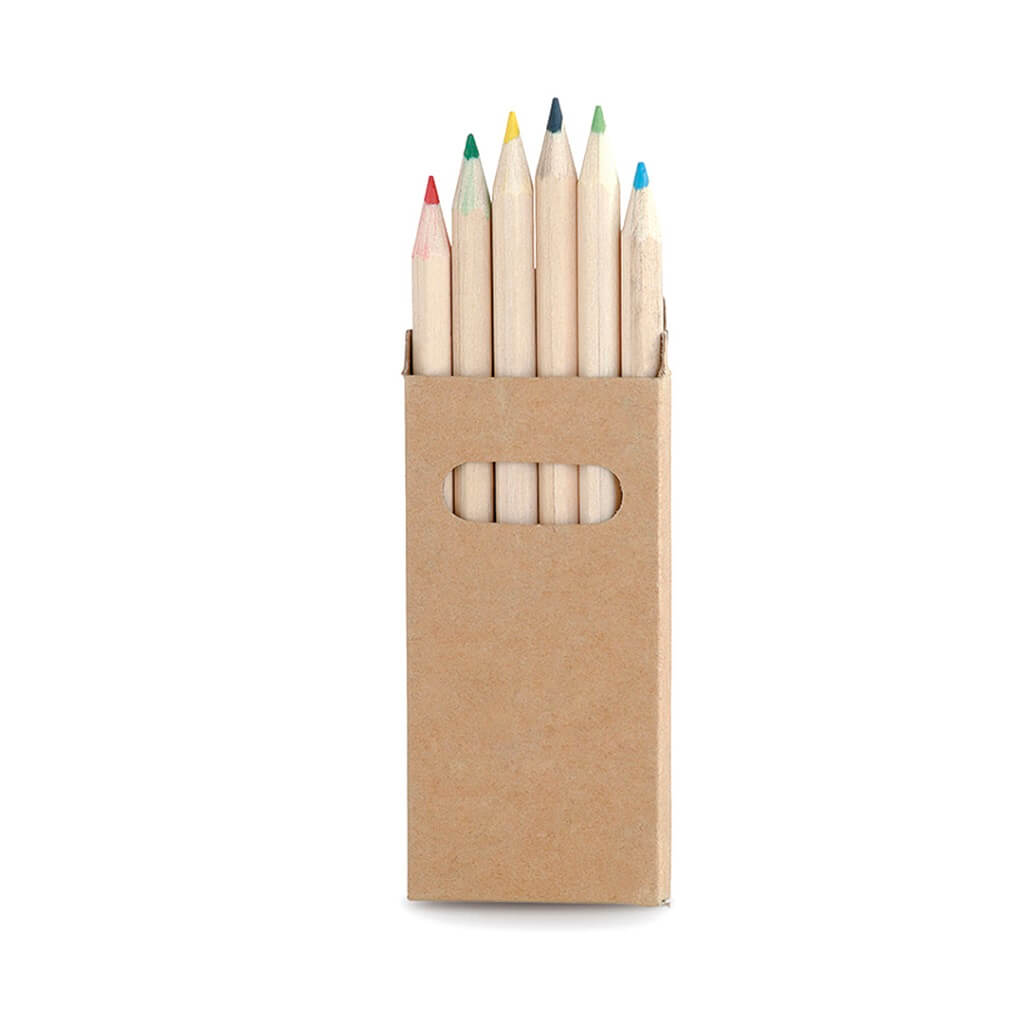 Set of 6 Color Pencils in Natural Cardboard Box