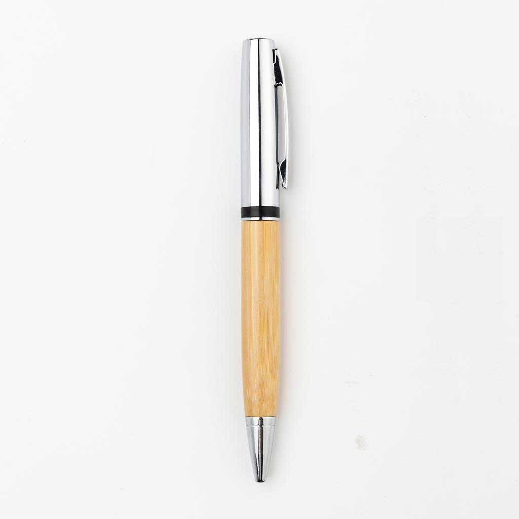 Metal Pen with Bamboo Barrel - Natural