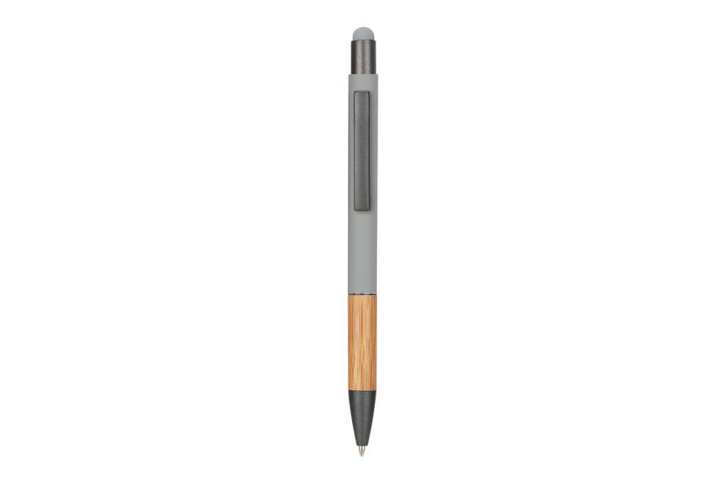 Metal Stylus Pen with Bamboo Grip - Grey